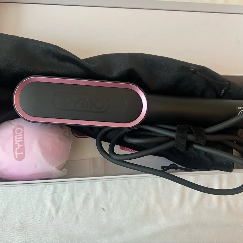 TYMO‎ Ring Hair Straightening Comb - Black and Pink with Accessories